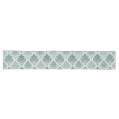 Chemin De Table Long Modern Teal Nordic Damask (Horizontal)