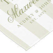 Chemin De Table Long Monogram Rétro Vert Blanc Rayures Script Mariage (Coin)