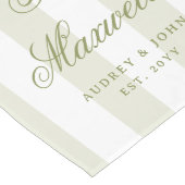Chemin De Table Long Monogram Rétro Vert Blanc Rayures Script Mariage (Coin)