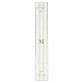 Chemin De Table Long Monogram Rétro Vert Blanc Rayures Script Mariage (Devant)
