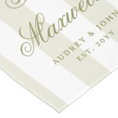 Chemin De Table Long Monogram Rétro Vert Blanc Rayures Script Mariage (Coin)