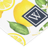 Chemin De Table Long Monogramme bleu marine Citron d'été italien (Coin)