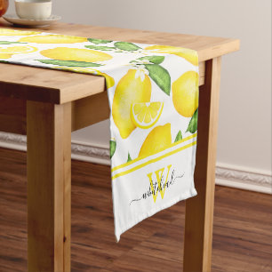 Chemin De Table Long Monogramme de citron botanique d'été italien