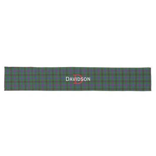 Chemin De Table Long Monogrammed Davidson Plaid Table Runner (Horizontal)