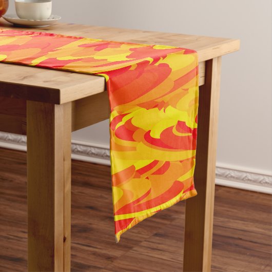 Chemin De Table Long Motif Abstrait Orange Rouge Jaune (In Situ)