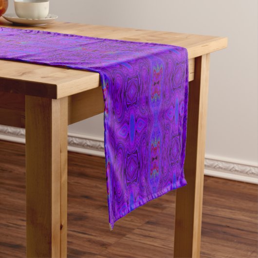 Chemin De Table Long Motif Abstrait Rétro Violet et Bleu Royal (In Situ)