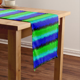 Chemin De Table Long Motif arc-en-ciel bleu vert abstrait 3D