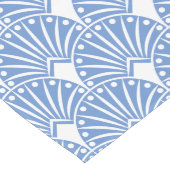 Chemin De Table Long Motif Art déco bleu et blanc en poudre (Coin)