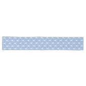 Chemin De Table Long Motif Art déco bleu et blanc en poudre (Horizontal)