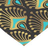 Chemin De Table Long Motif Art déco or et bleu sur noir (Coin)