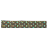 Chemin De Table Long Motif Art déco or et bleu sur noir (Horizontal)