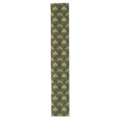 Chemin De Table Long Motif Art déco or et vert sur noir (Devant)