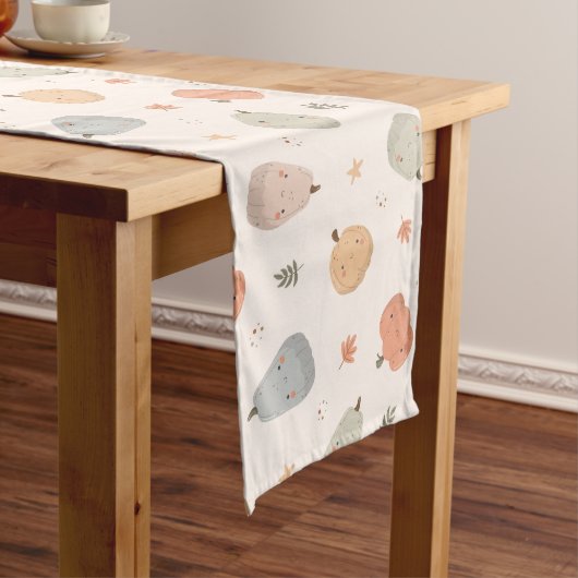 Chemin De Table Long Motif Citrouille Happy Cute - Coureur de table (In Situ)