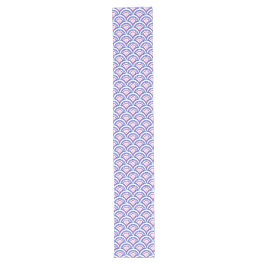 Chemin De Table Long motif damassé floral bleu (Devant)