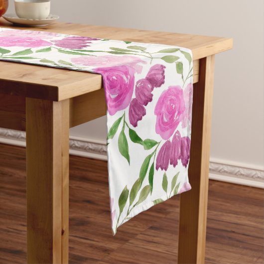 Chemin De Table Long Motif d'aquarelle Flower Bells (In Situ)