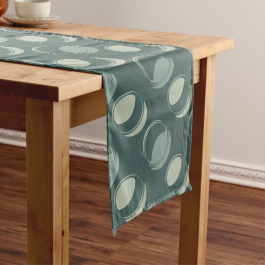 Chemin De Table Long Motif de cercle géométrique vert moderne (In Situ)