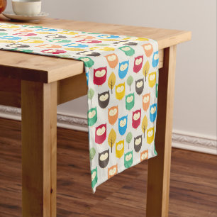 Chemin De Table Long Motif de hibou multicolore