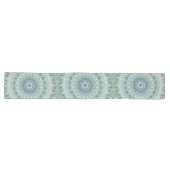 Chemin De Table Long Motif de mandala côtier bleu et vert de mer (Horizontal)
