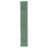 Chemin De Table Long Motif de mandala kaléidoscope vert et sarcelle (Devant)