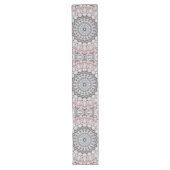Chemin De Table Long Motif de mandala rose gris et blanc (Devant)