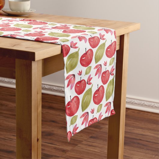 Chemin De Table Long Motif de pomme aquarelle peinte à la main (In Situ)