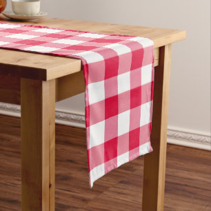 Chemin De Table Long Motif de vérification En vichy rouge