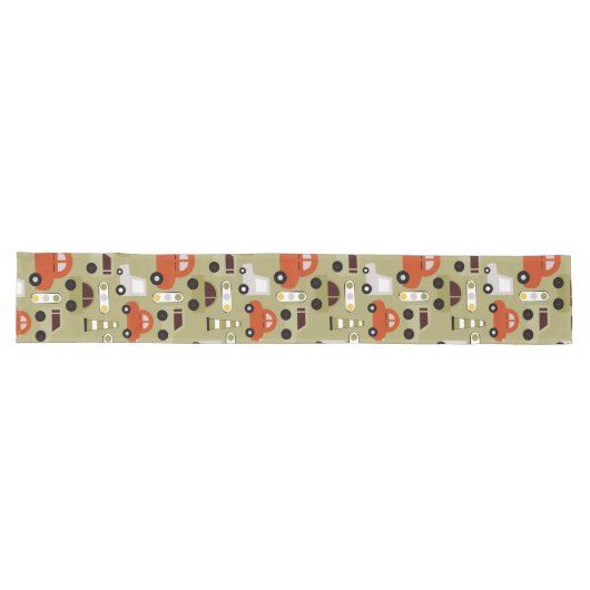 Chemin De Table Long Motif de voitures orange (Horizontal)