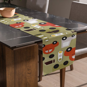 Chemin De Table Long Motif de voitures orange