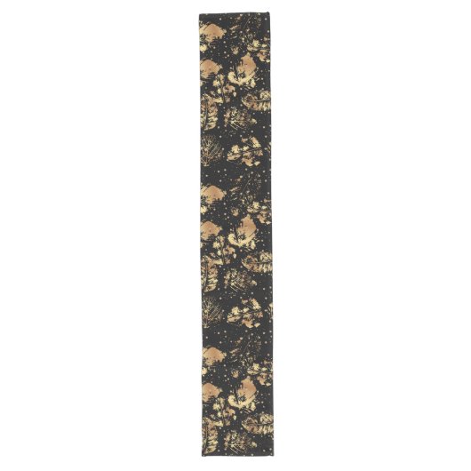 Chemin De Table Long Motif d'or 07 bw noir BG (Devant)