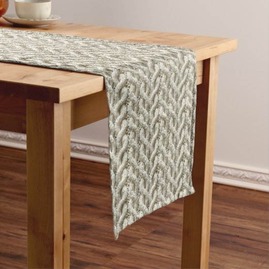 Chemin De Table Long Motif en tricot torsadé crème chic (In Situ)