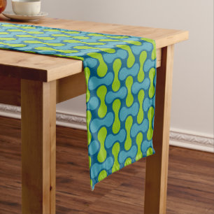 Chemin De Table Long Motif géométrique Abstrait rétro en bleu et vert