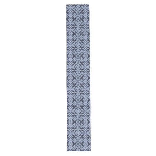 Chemin De Table Long Motif géométrique bleu de style rétro (Devant)