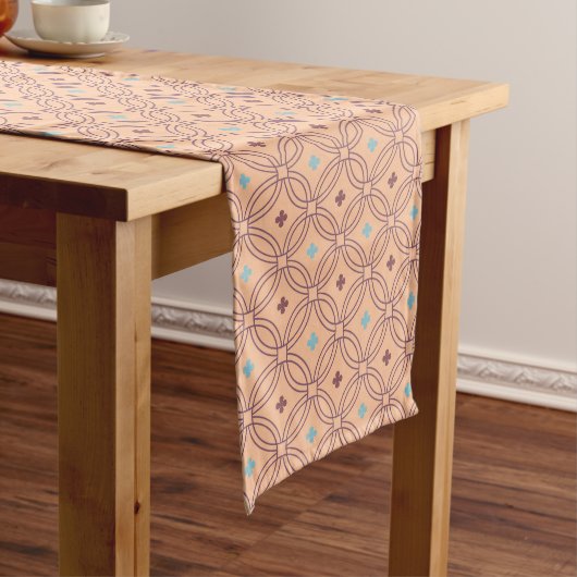 Chemin De Table Long Motif géométrique interversible rose et bleu rétro (In Situ)