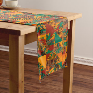 Chemin De Table Long Motif imprimé en faux fourrure tribal africain abs