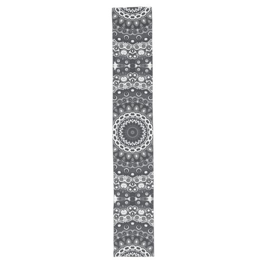 Chemin De Table Long Motif Mandala noir et blanc (Devant)