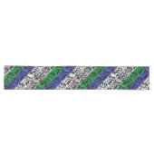 Chemin De Table Long motif plante bleu et vert A07.b noir BG (Horizontal)