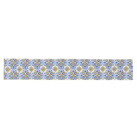 Chemin De Table Long Motif portugais traditionnel Azulejo (Horizontal)