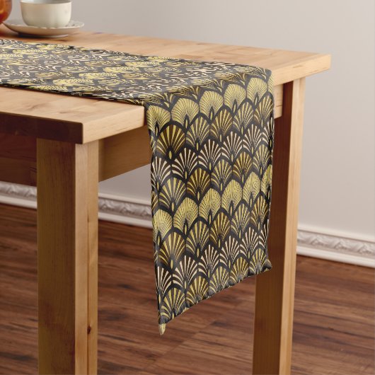 Chemin De Table Long Motif Ventilateur Noir Art Déco (In Situ)