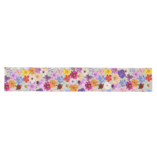 Chemin De Table Long Natural Bloom: Floral Pattern Table Runner (Horizontal)