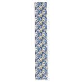 Chemin De Table Long Navy Blue Flowers Ivory Floral Table Runner (Devant)
