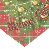 Chemin De Table Long Noël Plaid Rouge, Vert, avec Gold Stars (Coin)