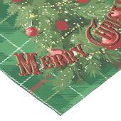 Chemin De Table Long Noël Plaid vert avec rouge, or, blanc (Coin)