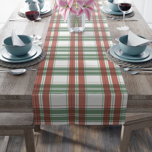 Chemin De Table Long Noël vert, rouge, blanc En vichy