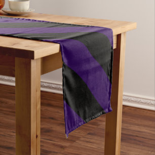 Chemin De Table Long Noir ensorcelé et rayures violettes effrayantes