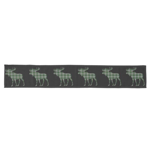 Chemin De Table Long Nouvelle-Écosse Cap-Breton tartan moose coureur (Horizontal)