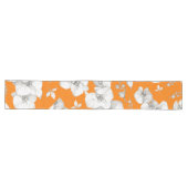Chemin De Table Long Orchidée blanche aquarelle sur orange | (Horizontal)