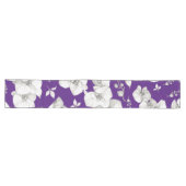 Chemin De Table Long Orchidée blanche aquarelle sur violet | (Horizontal)