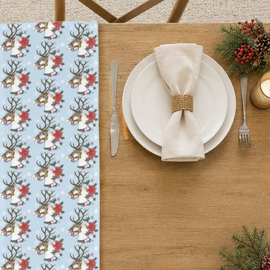 Chemin De Table Long Ornements de couronne de Noël de renne