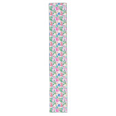 Chemin De Table Long Ornements rose, vert et bleu (Devant)
