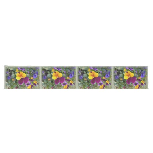 Chemin De Table Long Pansies lumineuses (Horizontal)
